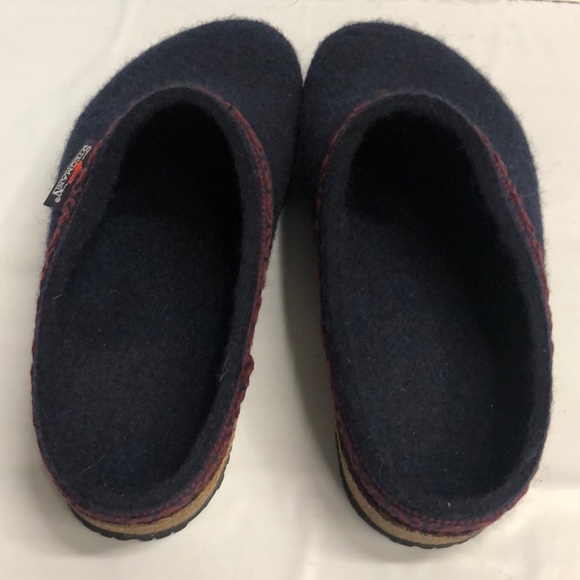 Women’s STEGMANN Navy Blue Wool Cork Clog Slippers - Picture 3 of 7